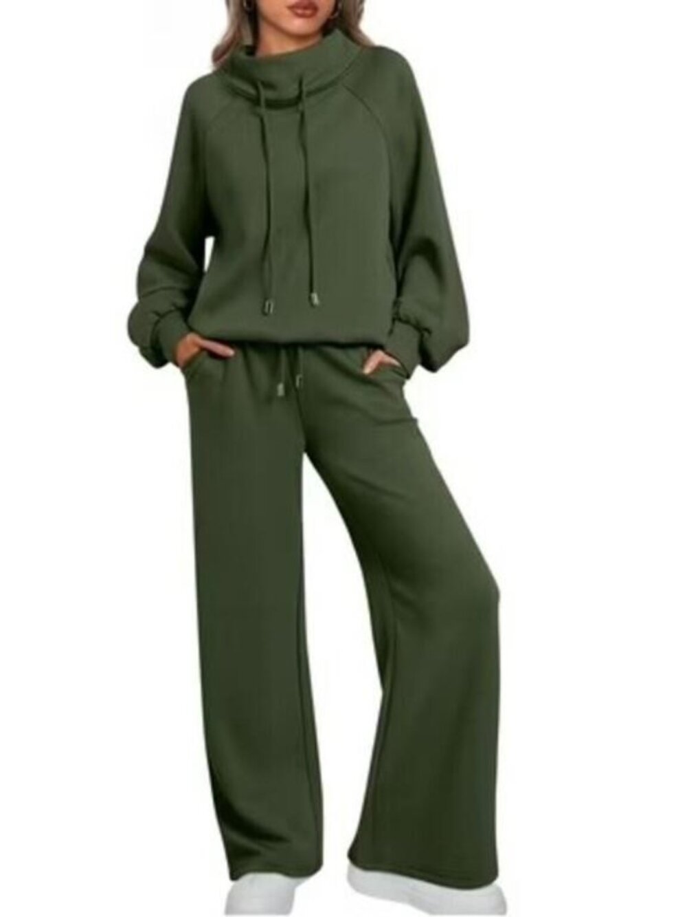 SUNBS 2 Piece Outfits Women Sweatsuits Drawstring Sweatshirt Lounge Sets 2025 F
